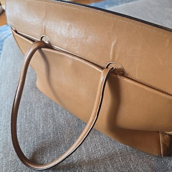 Lamarthe Leather Shoulder Bag Made in Italy Handbag Tote Minimalist Office Prep - Picture 5 of 8